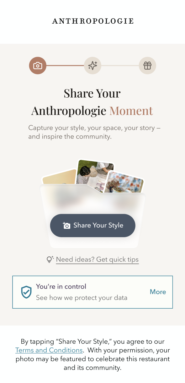 Anthropologie UGC flow — Share Your Moment