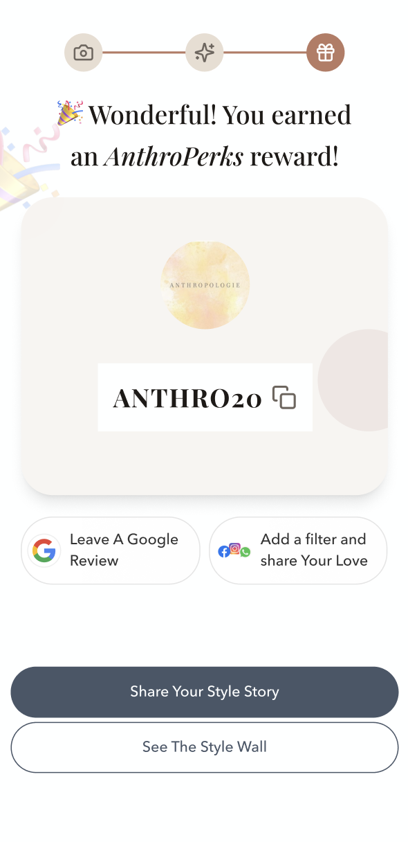 Anthropologie UGC flow — Earn Rewards